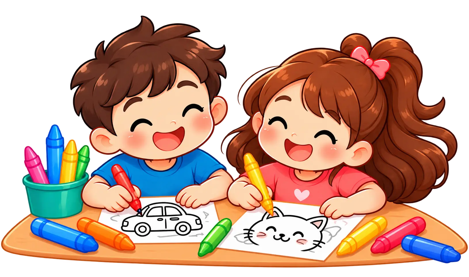 Ilustrasi anak-anak sedang mewarnai gambar